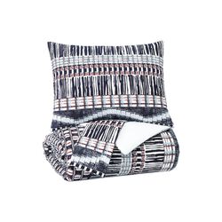3 Piece Fabric King Comforter Set with Trendy Geometric Print, Multicolor