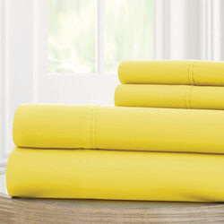 Bezons 4 Piece California King Microfiber Sheet Set with 1800 Thread Count, Yellow