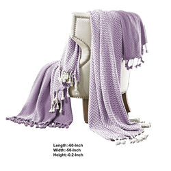 Montgeron Herringbone Cotton Throw The Urban Port, Set of 2, Purple and White