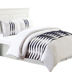 Halden 3 Piece King Duvet Set with Pleated Design The Urban Port, White and Black