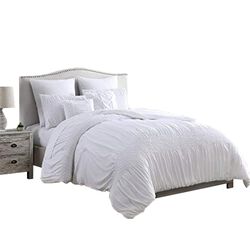 Hamburg 7 Piece King Size Comforter Set with Textured Details The Urban Port, White