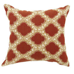 ROXY Contemporary Small Pillow With pattern Fabric, Red Finish, Set of 2