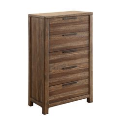 Minimalistic Designed 5- Drawer Chest, Rustic Natural Brown