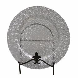 Appealing Glass Charger Plate With Engraved Pattern, Clear