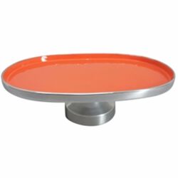 Oval Shaped Aluminum Footed Platter, Orange