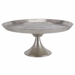 Aluminum Round Footed tray, Silver