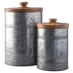 Industrial Style Jar with Galvanized Finish, Set of 2, Gray
