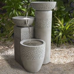 Modern 3-Tier Concrete Cast Stone Fiberglass Bowl Water Fountain