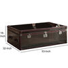 Trunk Design Leatherette Trim Wooden Coffee Table with 2 Drawers, Brown and Gray