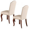 Commendable Rubber Wood Faux Leather Dining Chair, Cream (Set of 2)