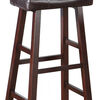 Leather Upholstered Wooden Bar Stools Brown Set Of 2