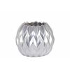 Round Low Vase with Uneven Lip, Wave Design- Small- Silver- Benzara