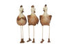 Up-Scaling Set Of 3Decorative Resin Sitting Rooster, Brown And White