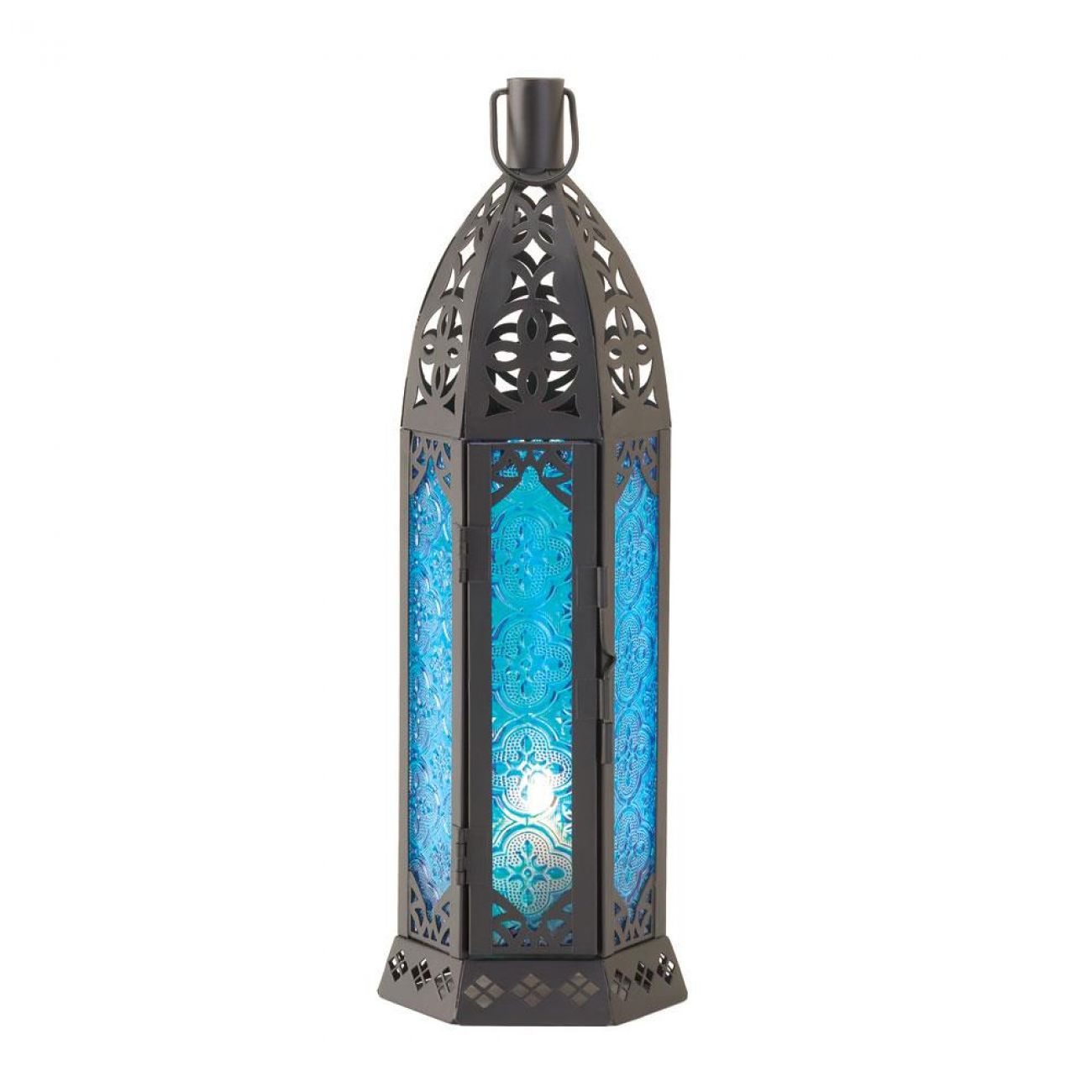 Blue Floret Candle Lantern