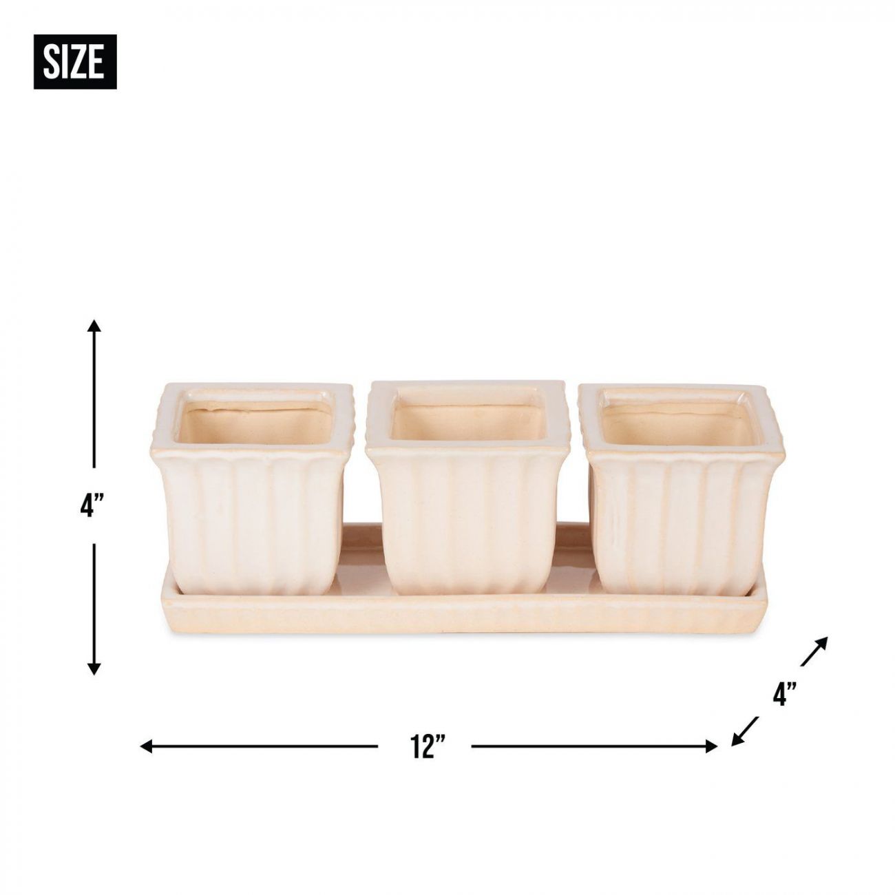 White Square Ceramic Small Planter Set