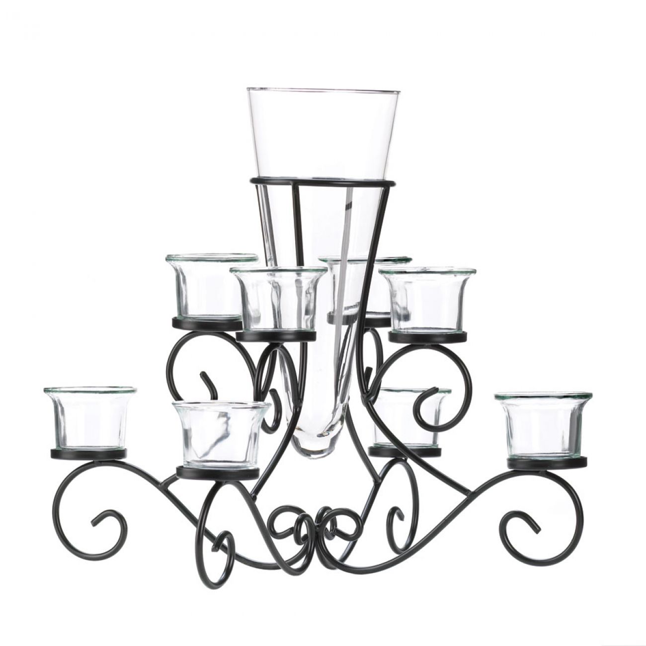 Scrollwork Candle Stand Centerpiece Vase