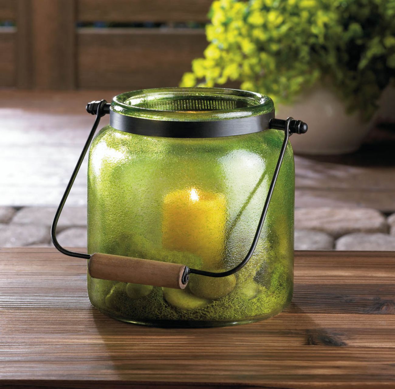 Green Jar Candle Lantern