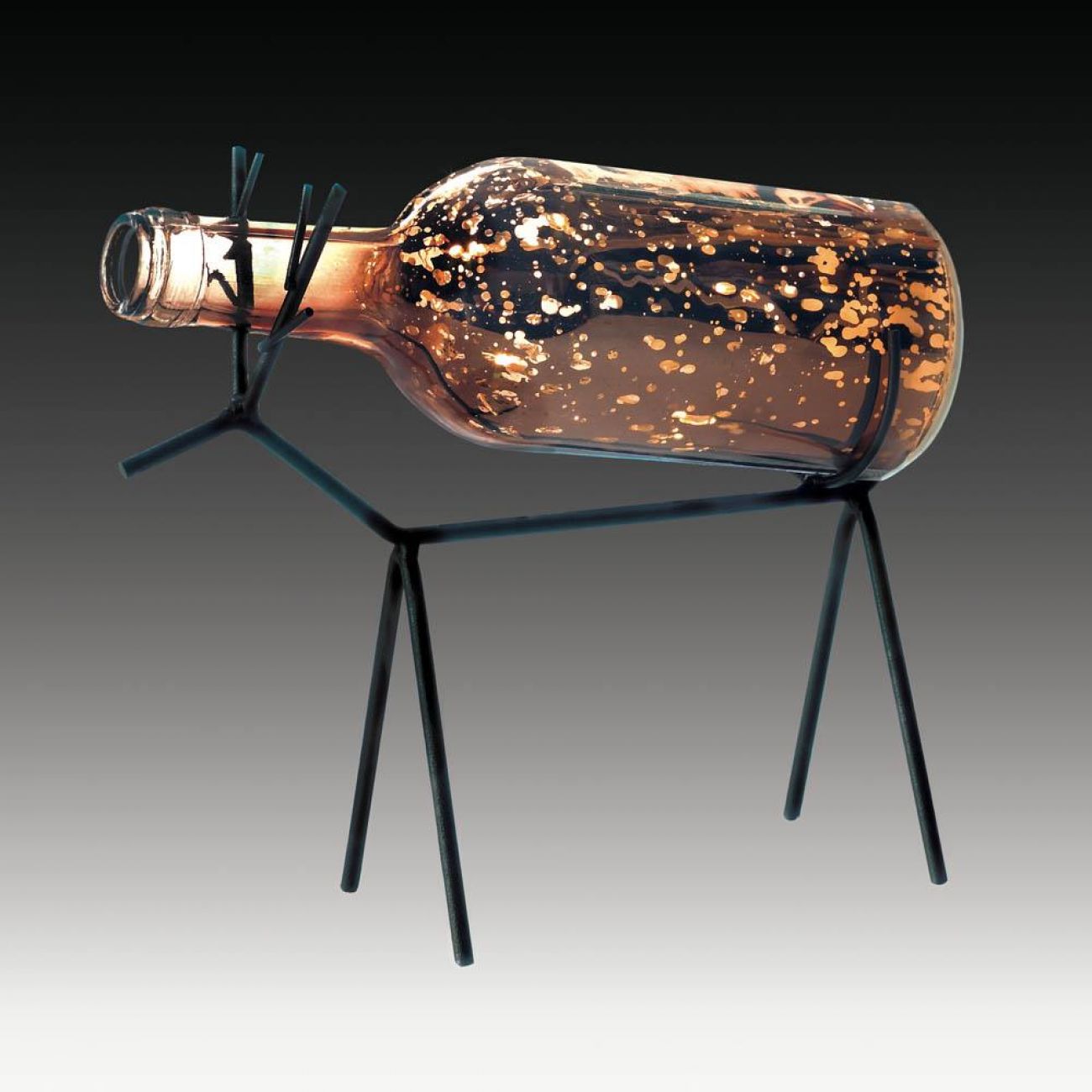 Glass Bottle Reindeer Lantern