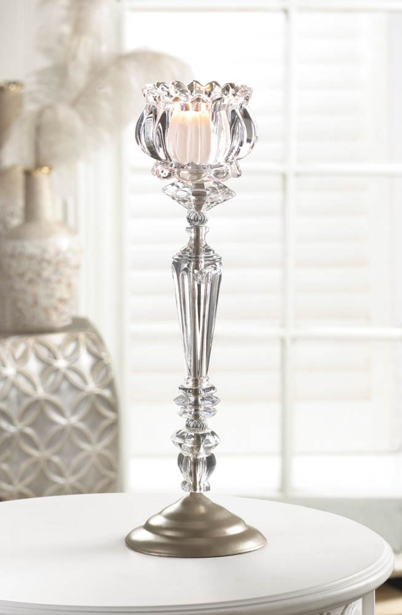 Crystal Flower Candle Stand