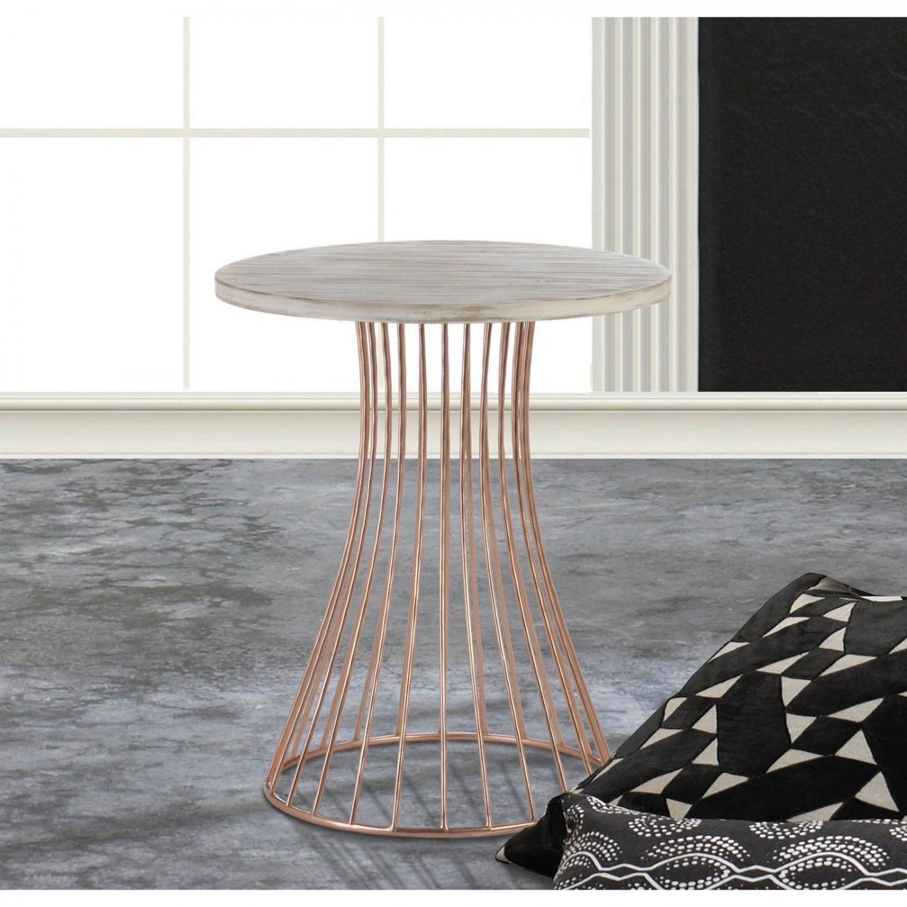 Rose Gold Base Circle Accent Side Table