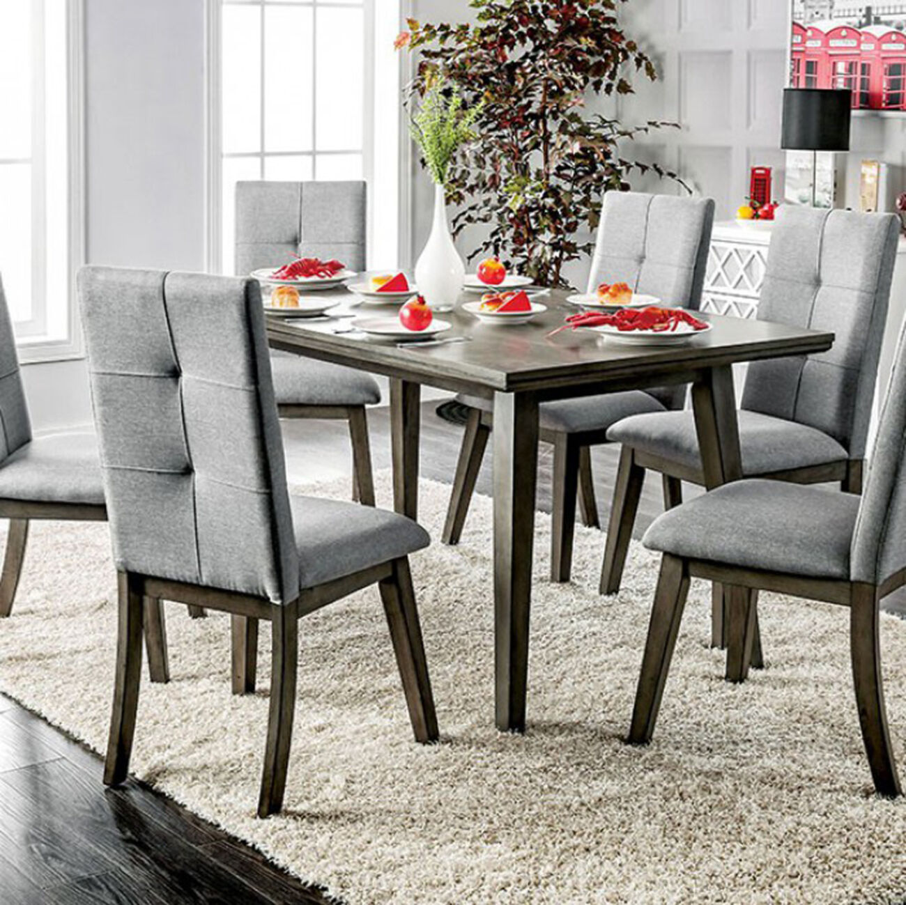 Abelone Rectangular Gray Dining Table