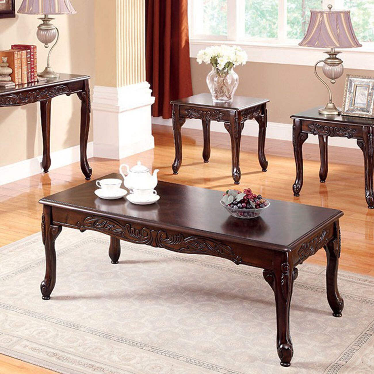 Cheshire Traditional 3 PIECE TABLE SET, Cherry Finish