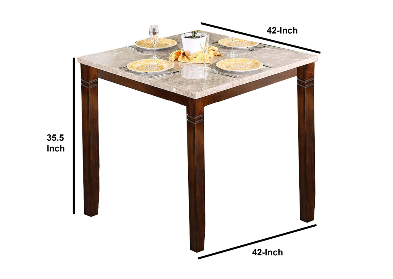 Wooden Square Top Reversible Game Table with Pedestal Base, Brown