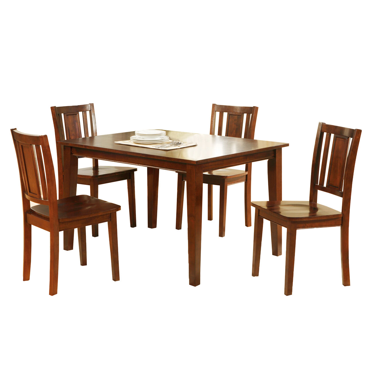decorous Rubber Wood 5 Pieces Dining Set In Brown