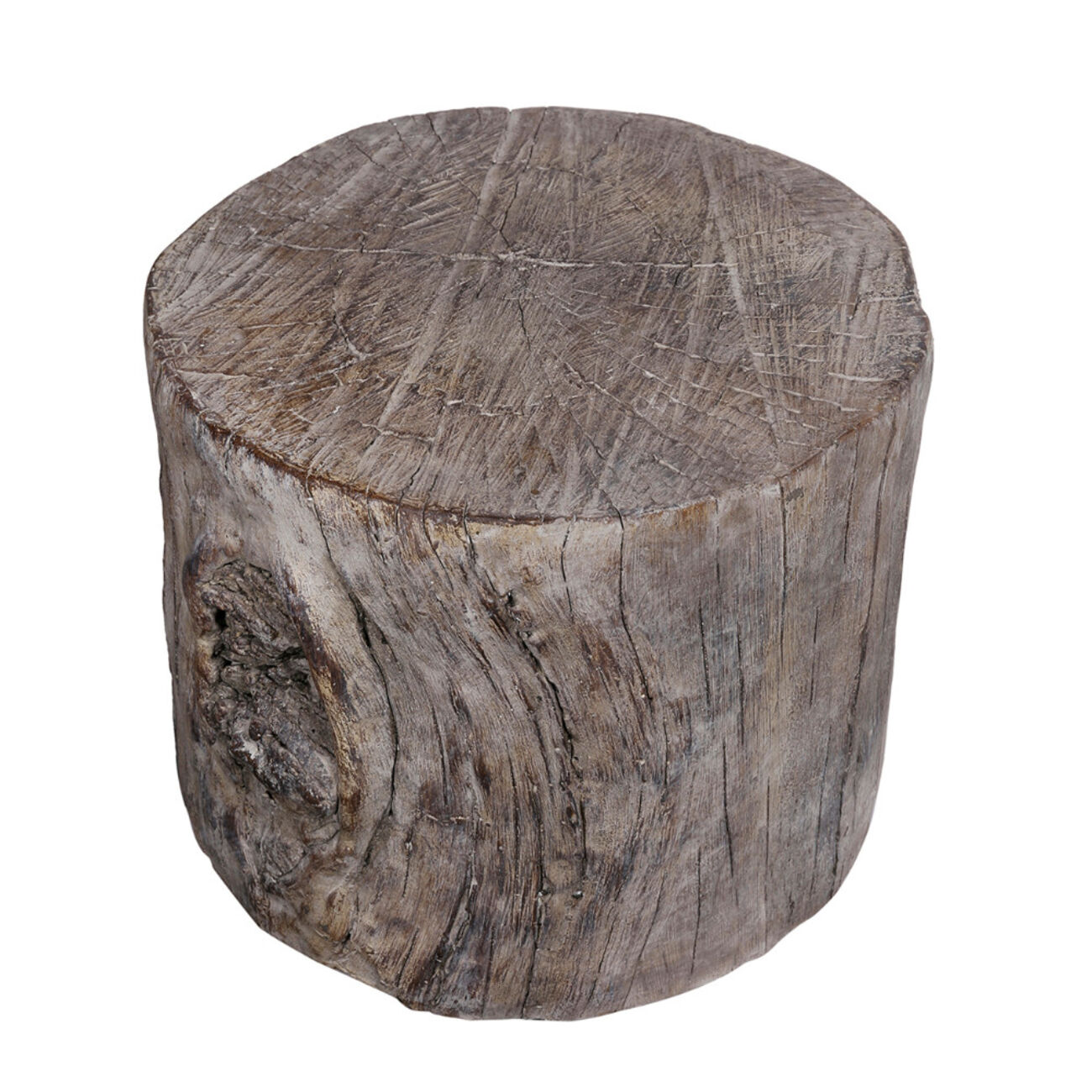 Round Tree Stump Cement Stool,  Brown
