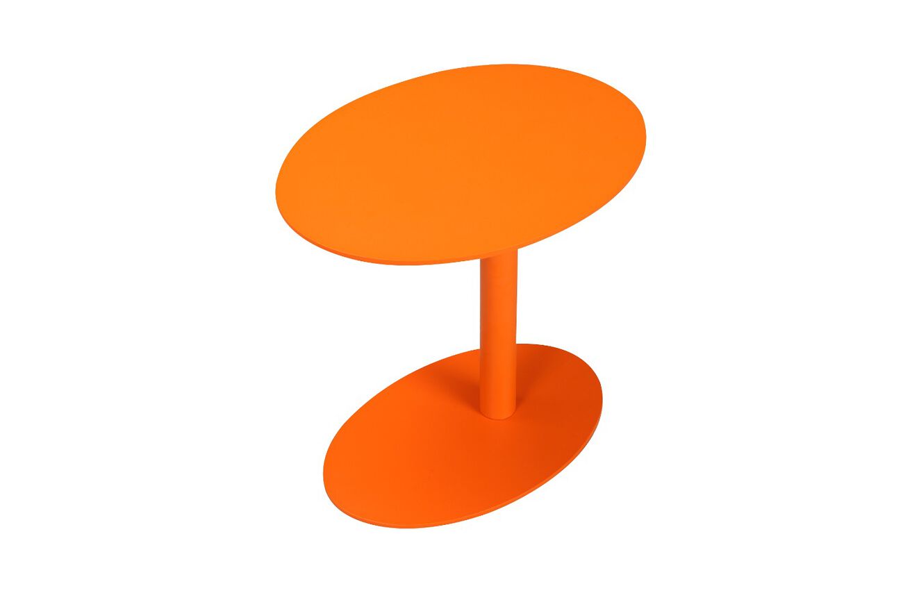 Metal Outdoor Side Table With Oval Top and Base, Orange