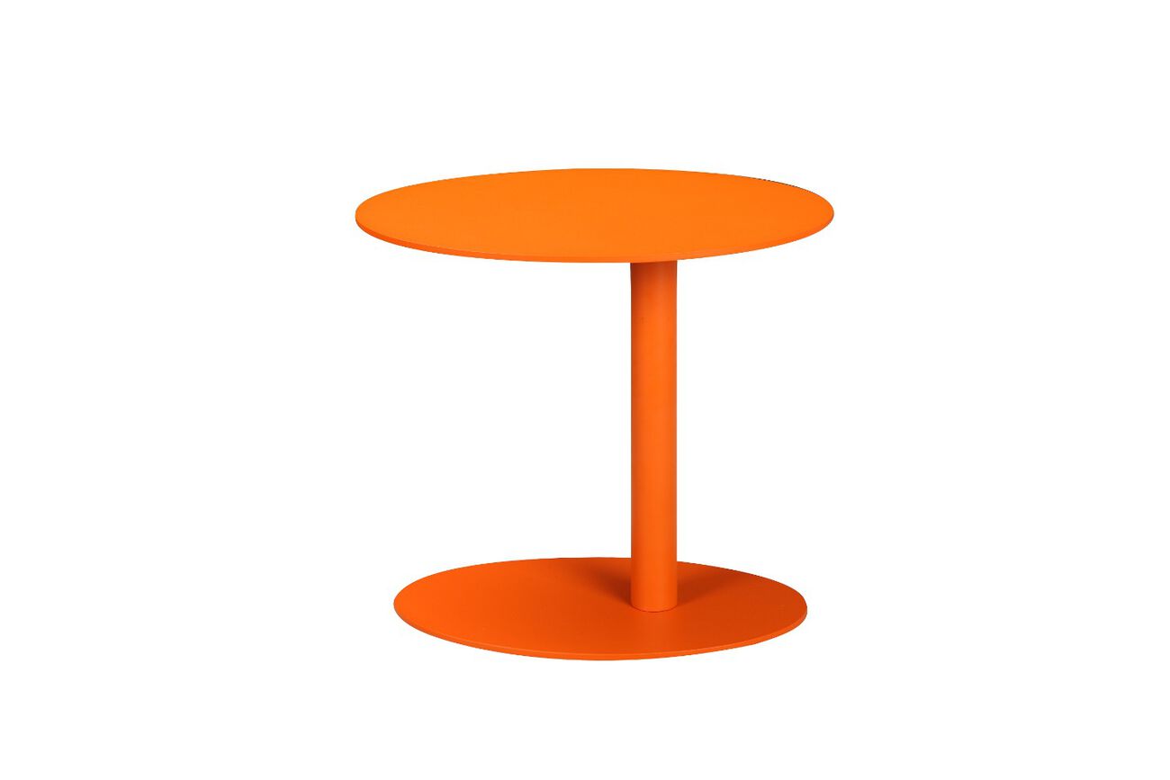 Metal Outdoor Side Table With Oval Top and Base, Orange