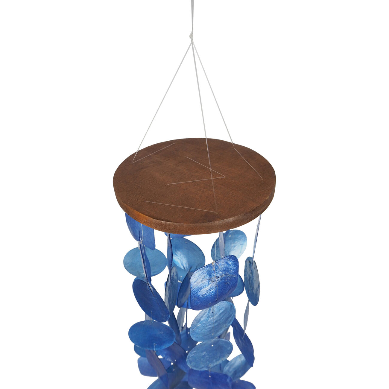 Aesthetically Designed Handmade Wind Chime with Capiz Shell Hangings, Blue