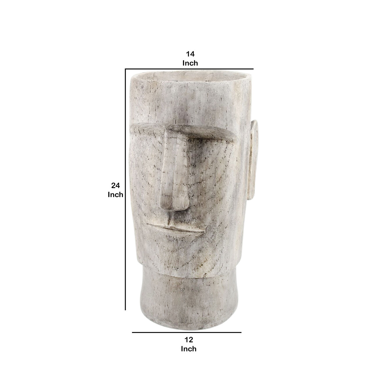 Polyresin Face Planter with Unique and Textured Detailing, Large, Gray