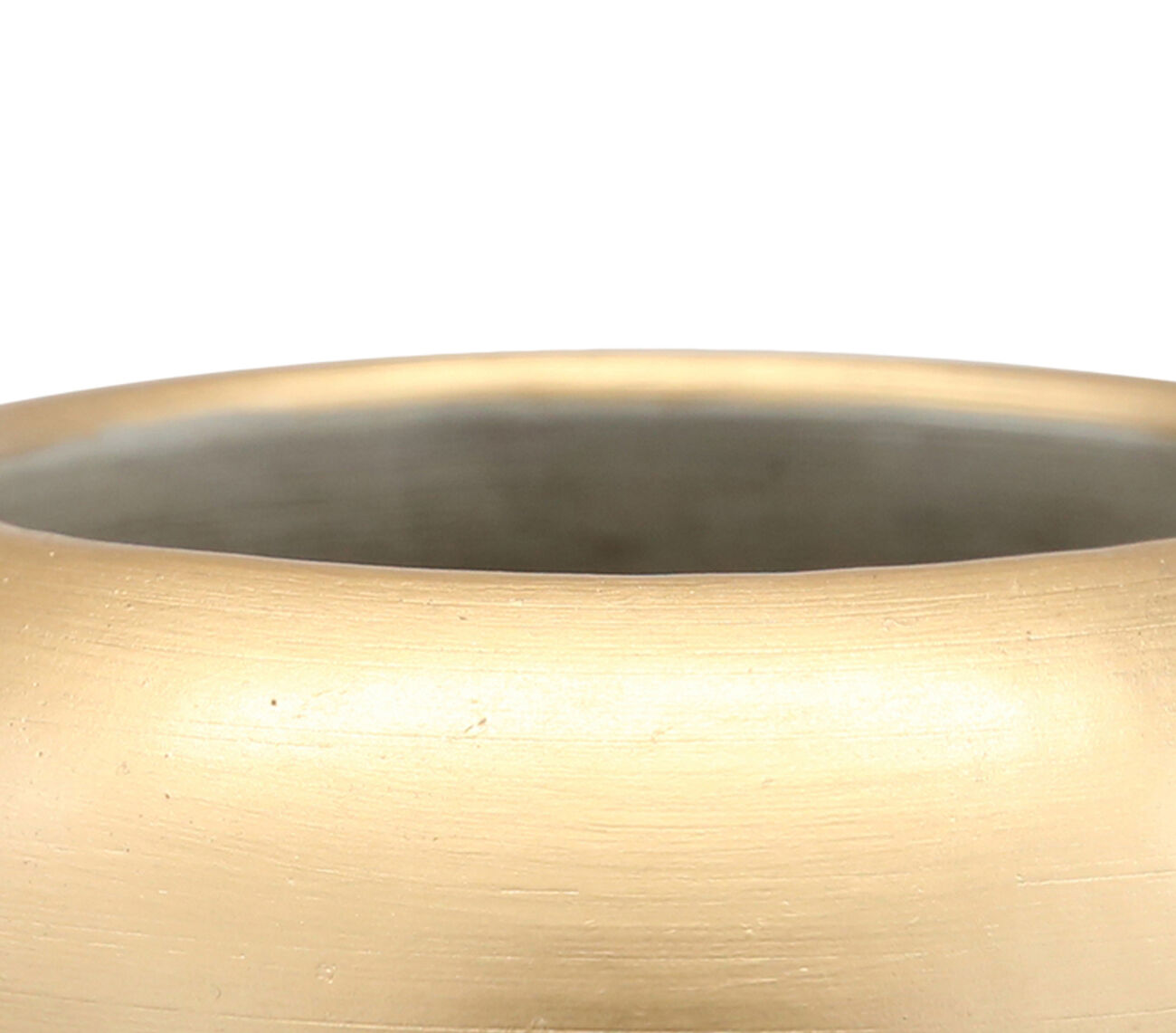 Cement Pot with Golden Top and Brushed Silver Body, Large, Silver and Gold