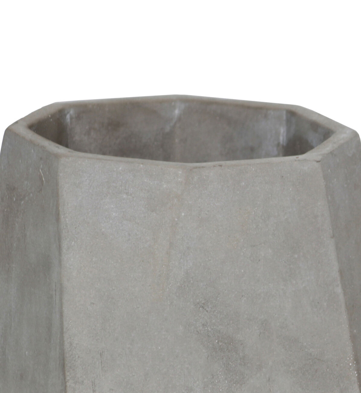 Cement Flower Pot with Flared Base and Octagonal Top, Large, Gray