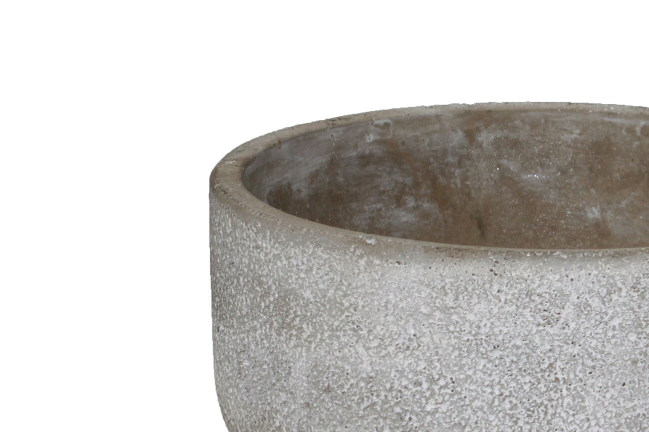 Low Height Cement Flower Pot with Rough Concrete Design, Set of 2, Gray