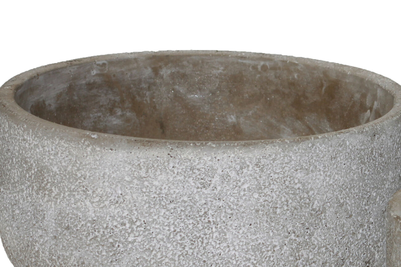 Low Height Cement Flower Pot with Rough Concrete Design, Set of 2, Gray