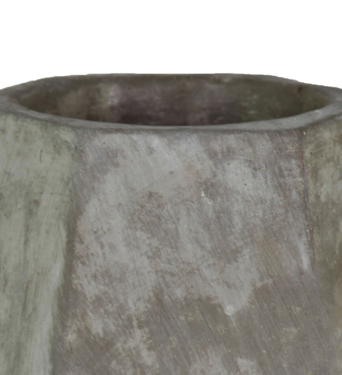 Cement Pot with Hexagonal Top and Bottom with Pentagonal Body, Large, Gray