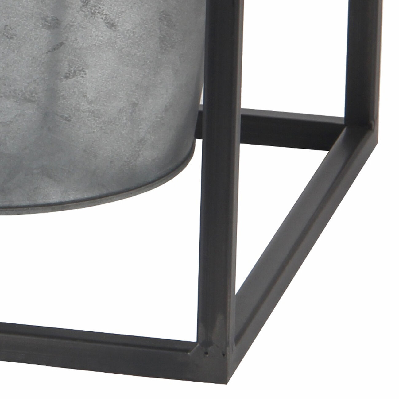 Industrial Style Metal Planter with Cubical Stand, Gray and Black