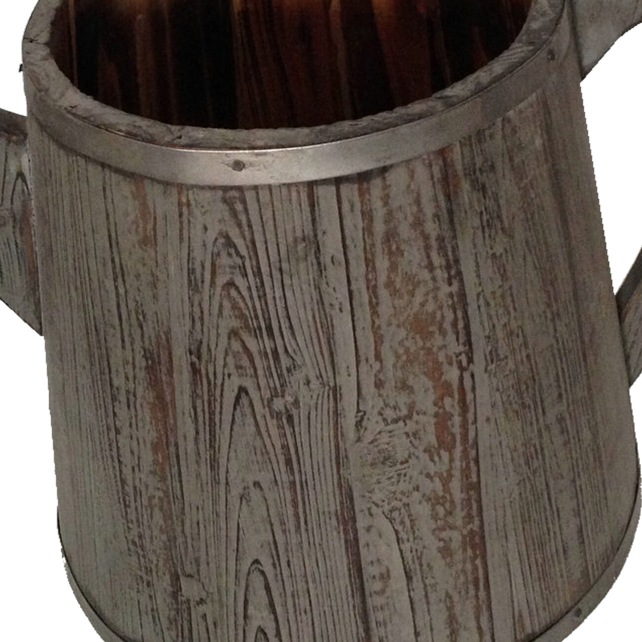 Traditional Wooden Deep Round Kettle Shaped Garden Pot, Gray