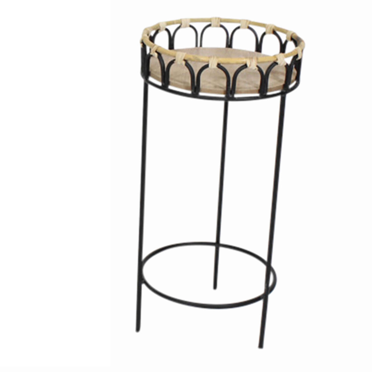 Round Metal Planter Stand with Tubular Legs, Set of 2, Brown and Black