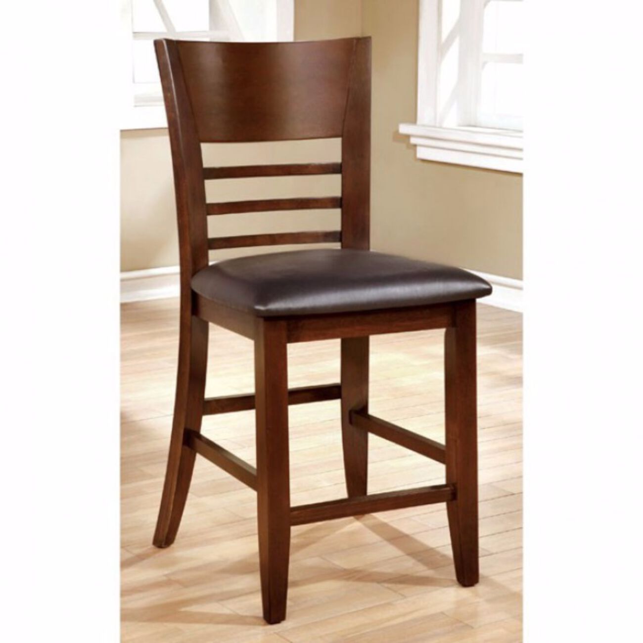 Hillsview I Transitional Counter Hight Chair, Brown Cherry, Set Of 2