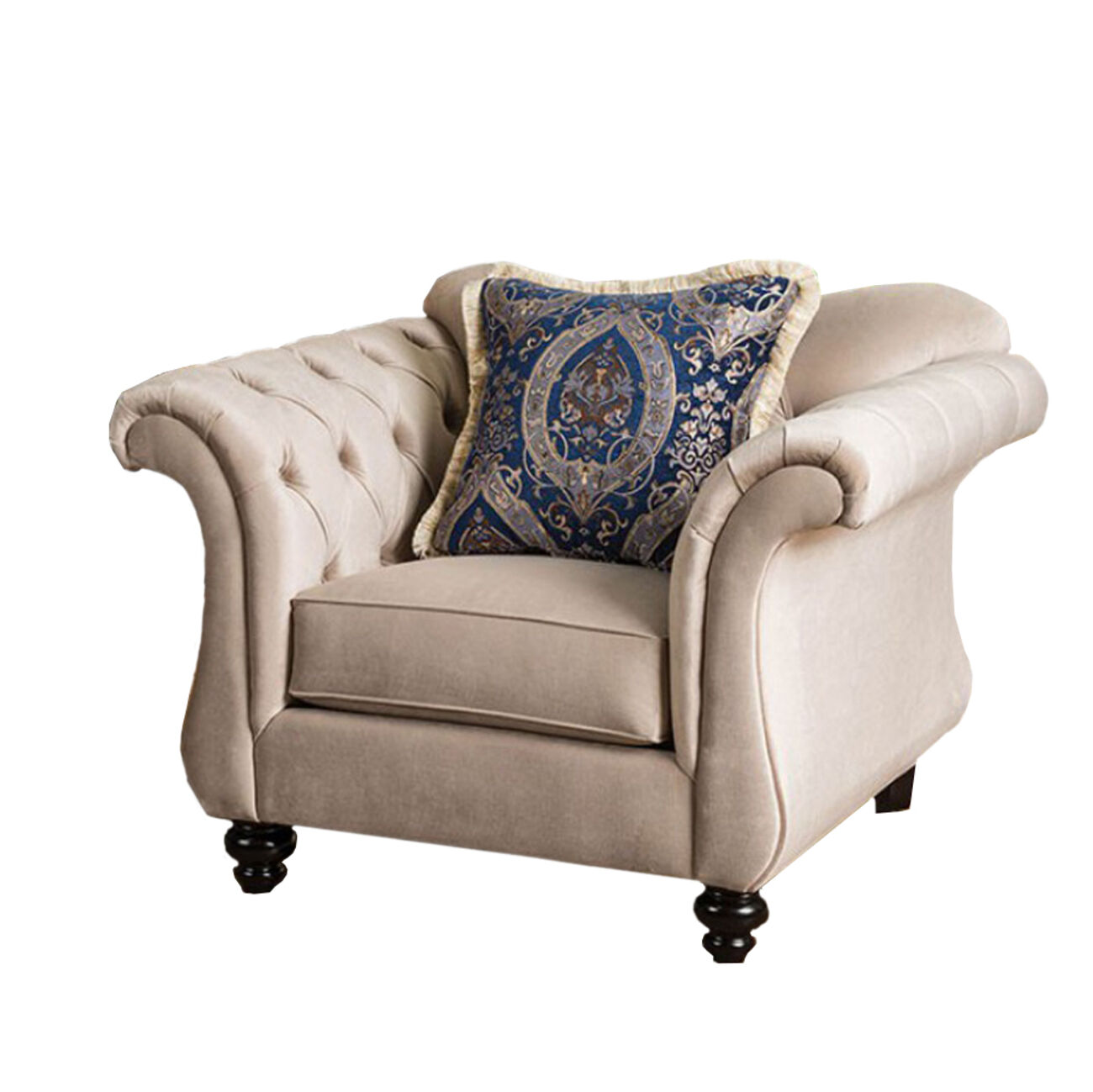 Luxurious Chesterfield Inspired Design Chair, Ivory