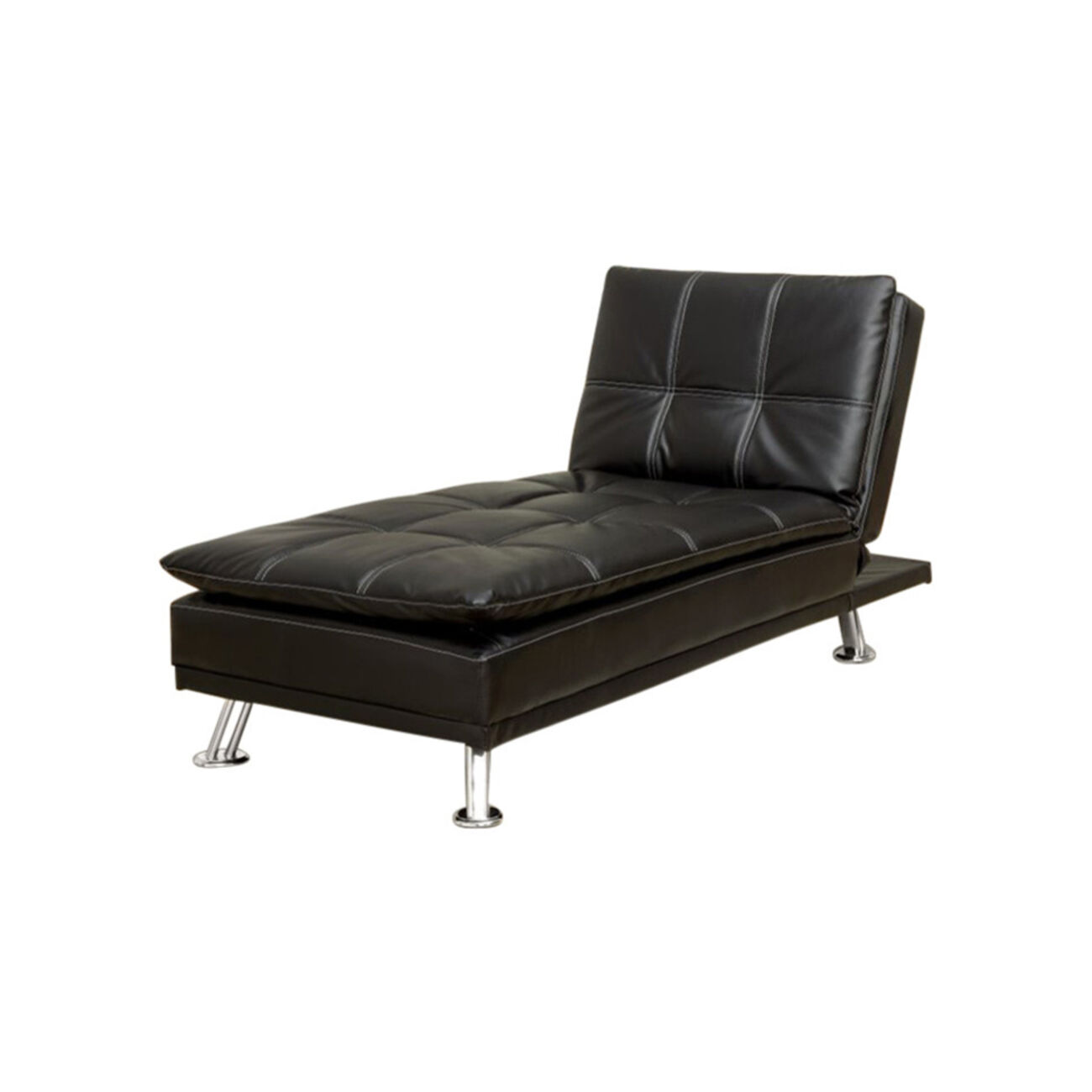 Modern Style Leatherette Chaise, Black