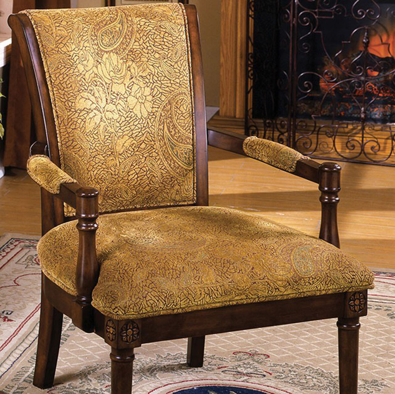 Stockton Traditional Occasional Chair, Antique Oak