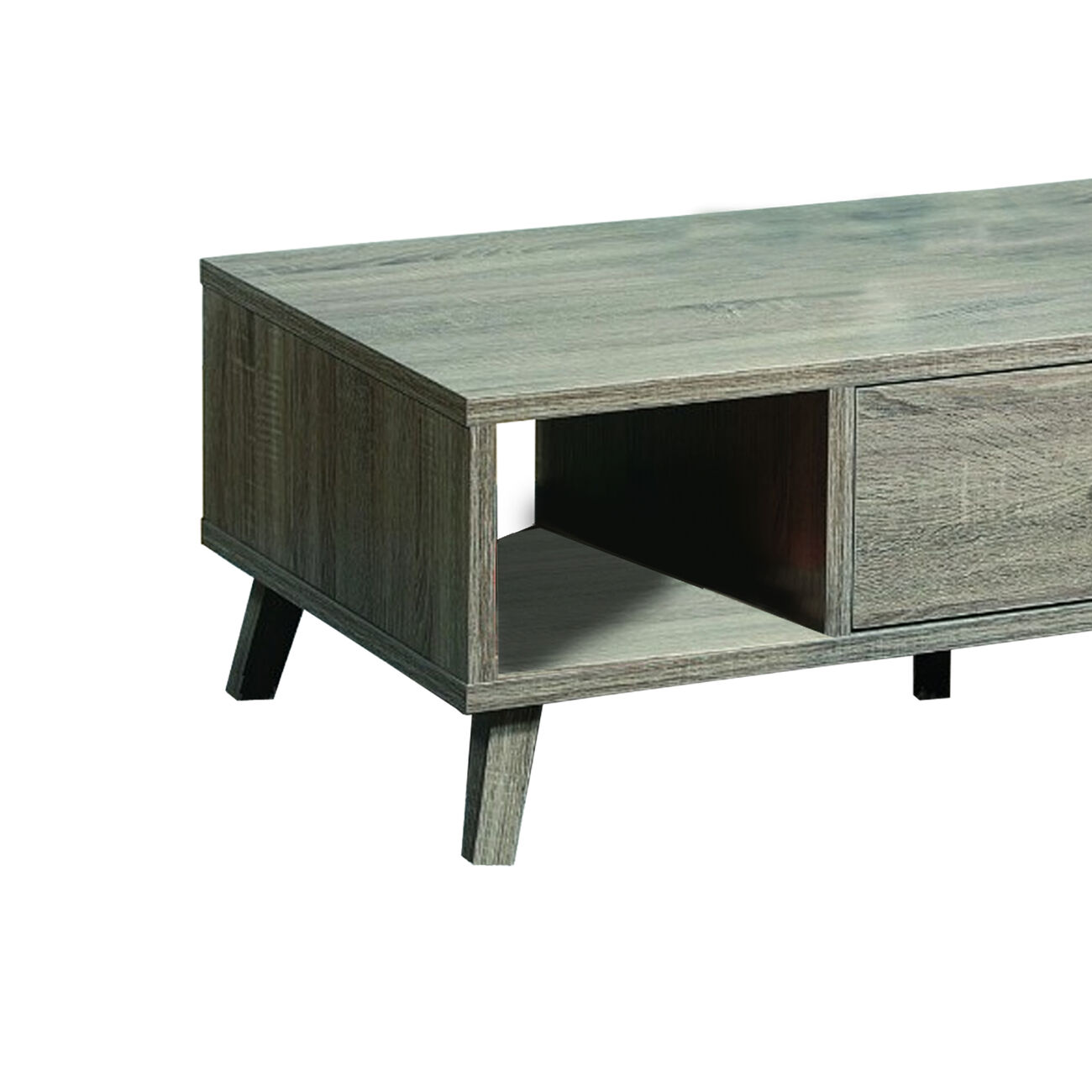 Elegant Wooden Coffee Table With Drawer, Gray