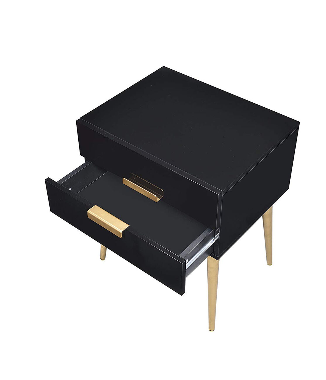 Denvor Square End Table with Drawers, Black & Gold