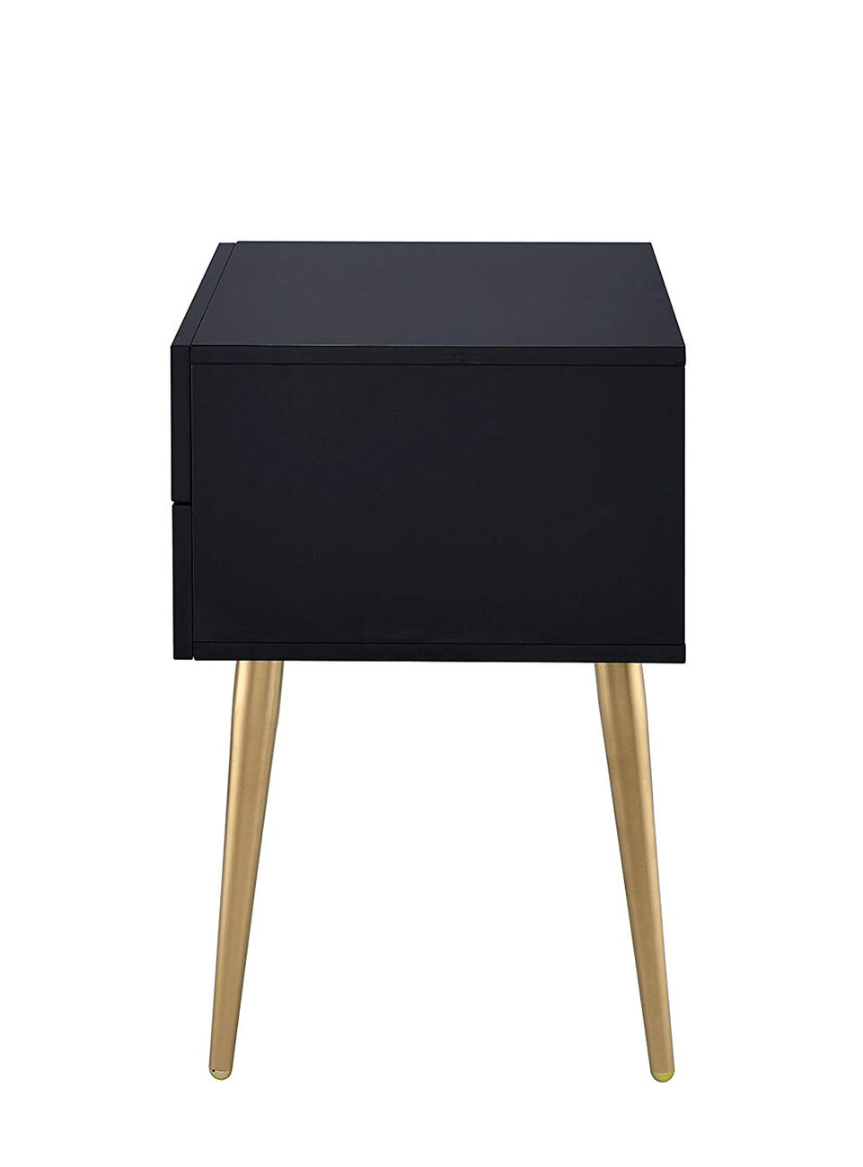 Denvor Square End Table with Drawers, Black & Gold