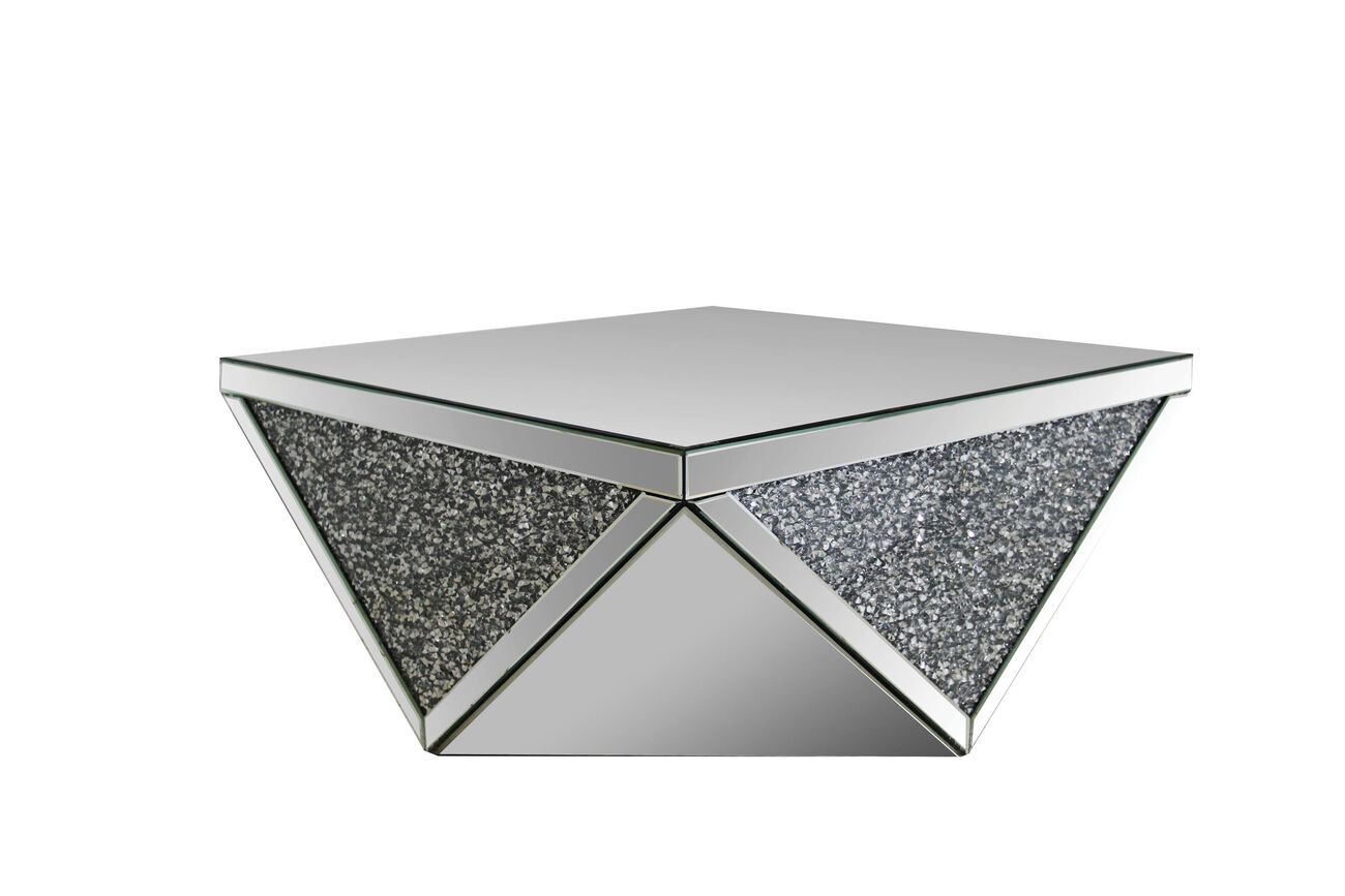 Coffee Table with Square Mirrored Top, Clear