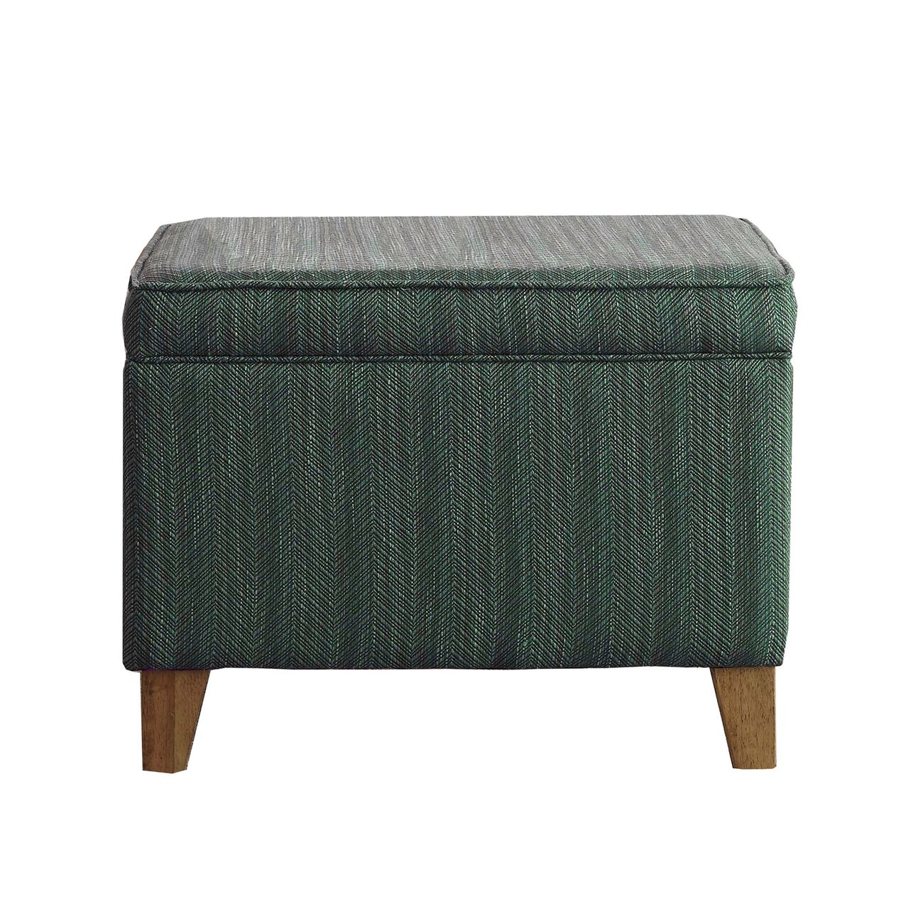 Rectangular Fabric Upholstered Wooden Ottoman with Lift Top Storage, Green